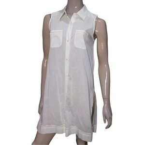 Lilla P Women’s Size S Ivory Cream Button Down Cotton Sleeveless Tunic Cover Up